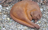 Katze Liegend 1 Keramik Eisenpulver Oxidiert Original L 27cm
