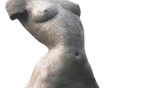 Torso Fragment Keramik Rauchbrand Original H 55cm