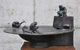 Froschbrunnen Bronze Patiniert Unikat D 45cm